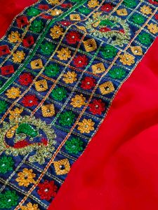 Red Embroidered Saree with blouse