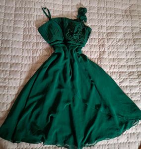 Elegant midi Emerald Green Party Dress