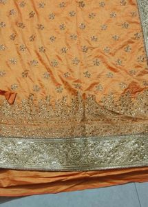 Elegant Orange Embellished Saree