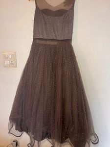 Elegant Grey Embellished Dress