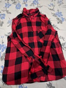 Popular H&amp;M Red &amp; Black Plaid Oversized Shirt
