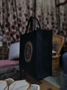 BEAUTIFUL (Rangoli) CANVAS BLACK TOTE/GIFTING BAG