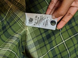 Green Plaid Button-Up Shirt