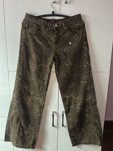 Leopard Print Jeans with Studs
