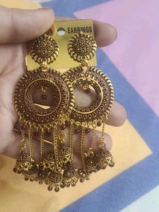 Boho Oxidized Jhumka Earrings