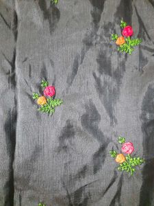 Embroidered black churidhar top