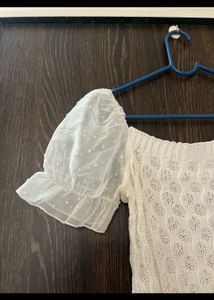 Sheer Puff Sleeve Knit Top