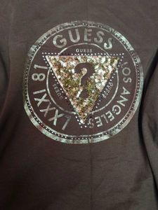 Guess Brown Logo Graphic Tee