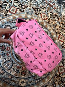 Pink MCM Studded Backpack