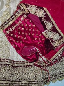 Elegant Red Velvet Lehenga Set