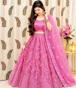 Stunning Pink Embroidered Lehenga Choli
