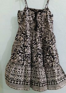 Boho Black &amp; White Print Dress