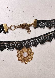 Black Lace Choker with Pendant