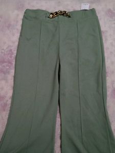 Green Flare Leg Pants