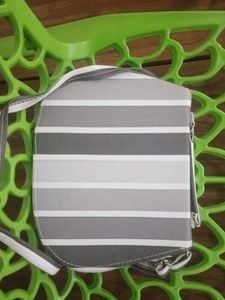 Stylish Striped sling bag with Rhinestone Heart