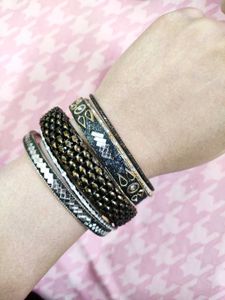 Black Metal Bangles Set For One AHand