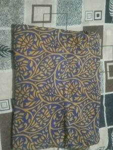 Beautiful Blue Saree with Floral Print