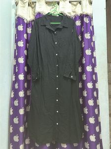Black Button-Down Shirt Dress
