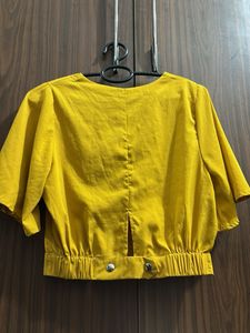 Yellow V-Neck Crop Top