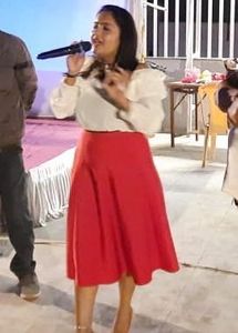 Vibrant Red Flared Skirt