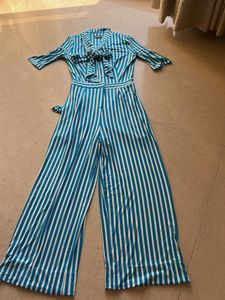 Striped Tie-Neck Jumpsuit