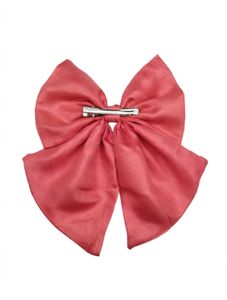 > 🎀 Premium Satin Bow Clip - Coral Pink 🎀