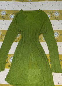 Green fine knit top