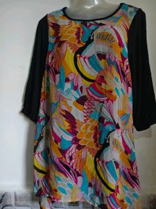 Printed Kurta with Black Sleeves Size M-L 38"-40"