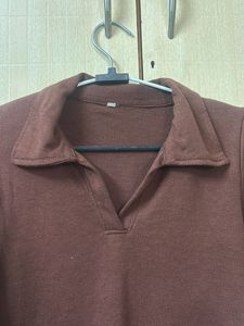 Brown Long Sleeve Crop Top