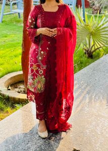 Original Maroon Embroidered Pakistani Suit