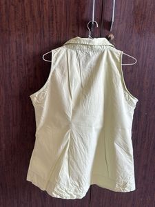 Lime Green Sleeveless Collared Button-Up Shirt