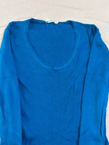 GAP Ribbed Blue Long Sleeve Top