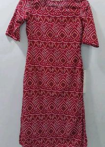 Red Bandhani Print Kurta And Pajama Set