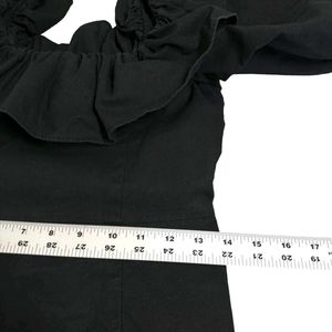 H&amp;m Black Off-Shoulder Puff Sleeve Dress