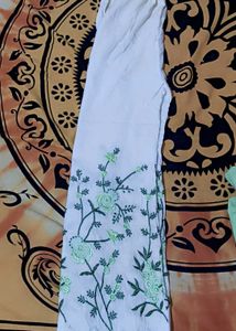 Embroidered Green Kurti Set With Dupatta
