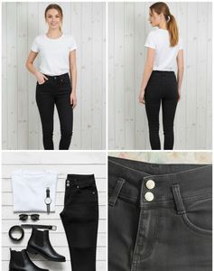 Combo Offer Of Blue Puff Sleeve Top&amp; Black Jeans