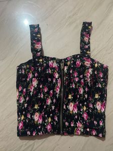 Black Top With Smoked Floral Design