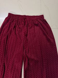 new Maroon polka dot wide leg trouser