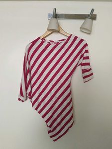 Chic Striped Asymmetrical Top