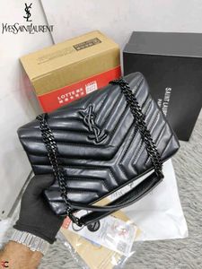 YSL "Y" Quilted Black Leather Chain Bag WITH BOX