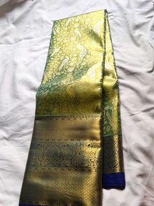 parrots and peacock theme Green &amp;blue saree
