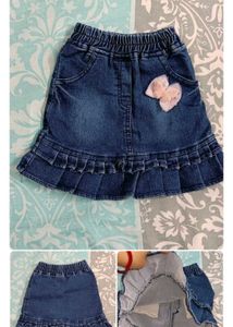 Cute Denim Skirt with Butterfly Detail