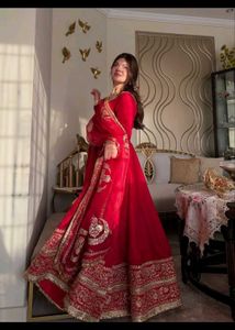 TitlesRoyal Red Designer Anarkali Suit Set with He