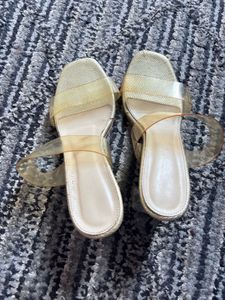 Gold & Clear Strap Heels