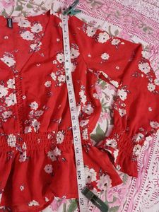 Red Floral Peplum Blouse