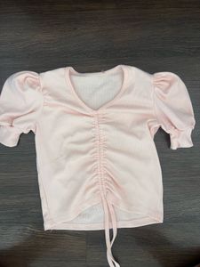 Chic Ruched Front Puff Sleeve Top