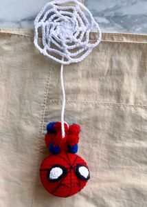 Handmade Spiderman with Web keychain