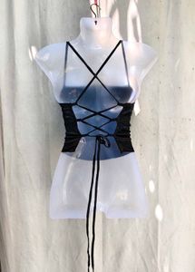 39209. Chic Ruched Black Cami Top