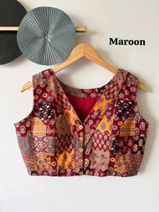 V Neck Patchwork Blouse