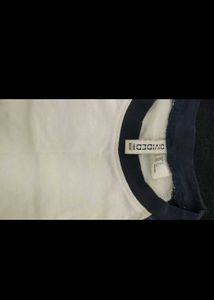 White And Navy Blue HM crop Top